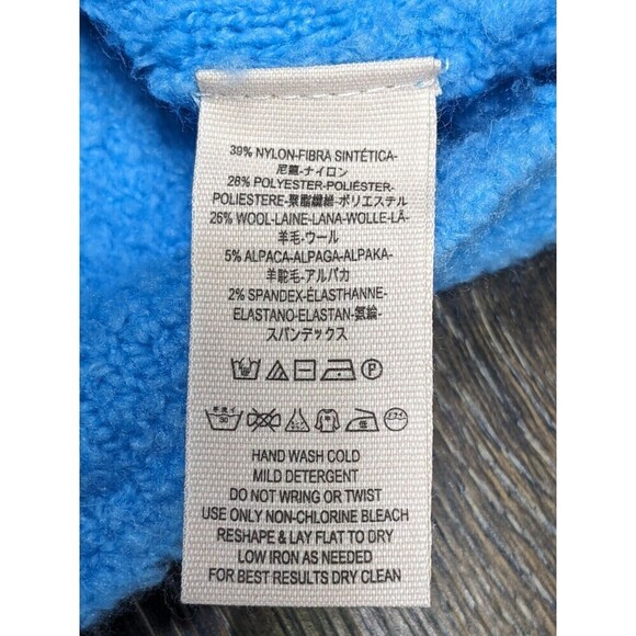 Free People Women’s Blue Textured Fuzzy Soft Cowl Neck Boxy Sweater Sz M N67 - Picture 4 of 7